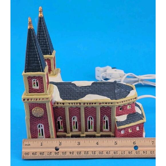 Christmas Valley Collectable 1993 Church Vintage Lighted Original Box - Picture 9 of 16